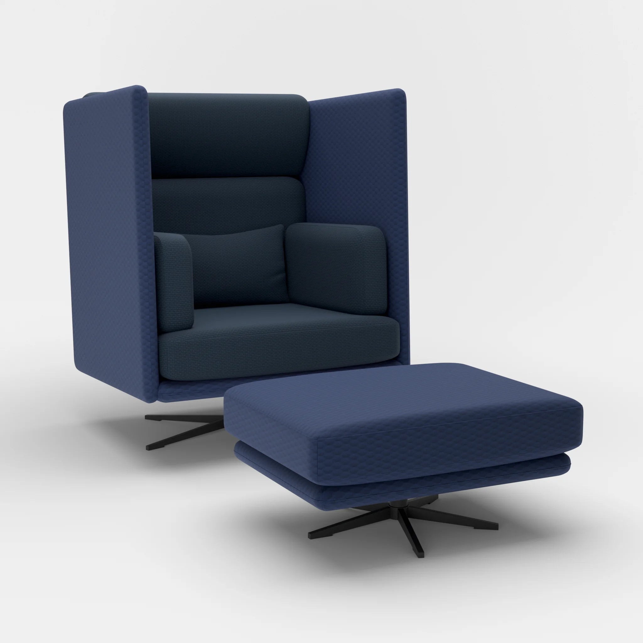 Loungesessel Egon Hohe Version mit Pouf spazio6017-nabucco6098 in Dunkelblau und Dunkelblau von der Seite