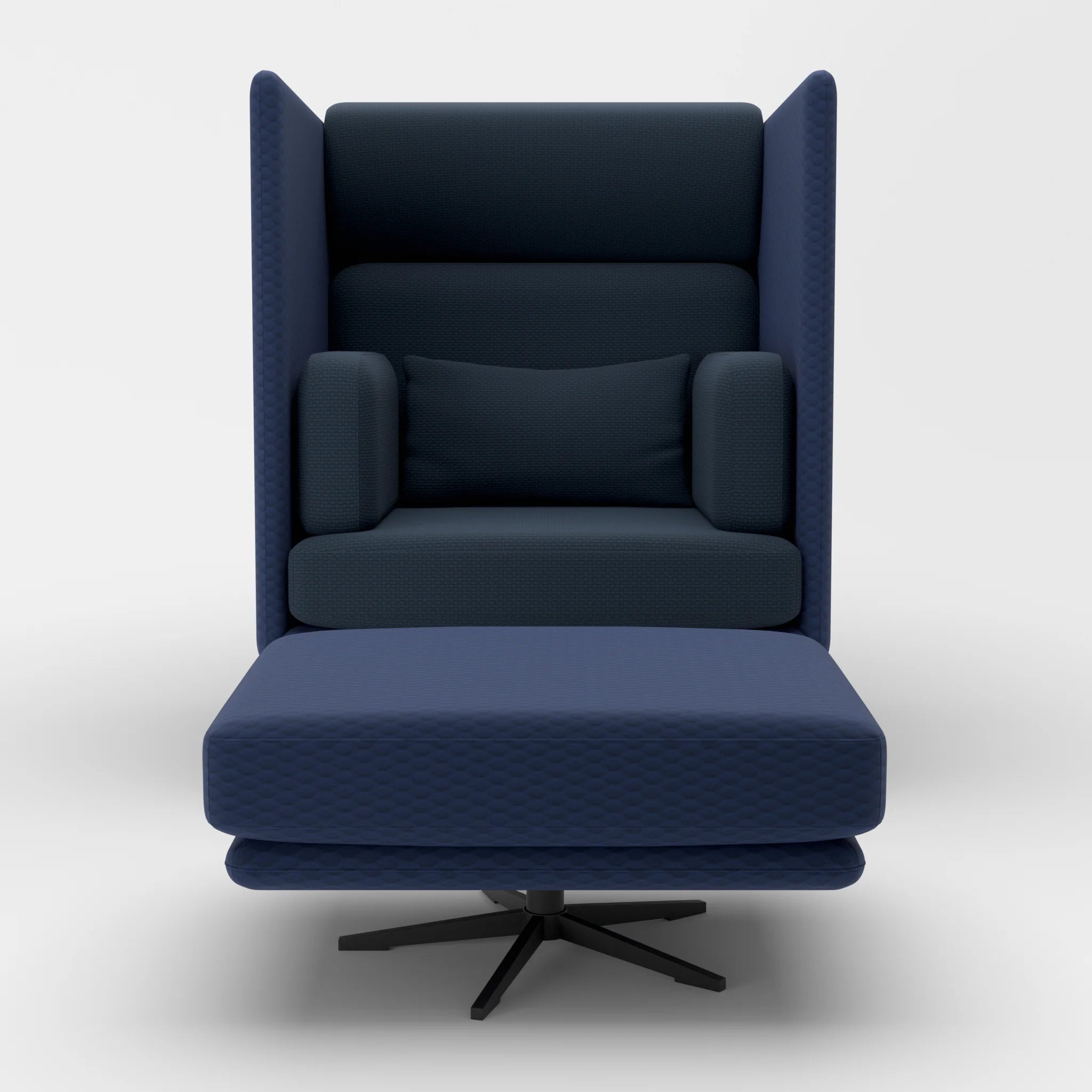 Loungesessel Egon Hohe Version mit Pouf spazio6017-nabucco6098 in Dunkelblau und Dunkelblau von vorne