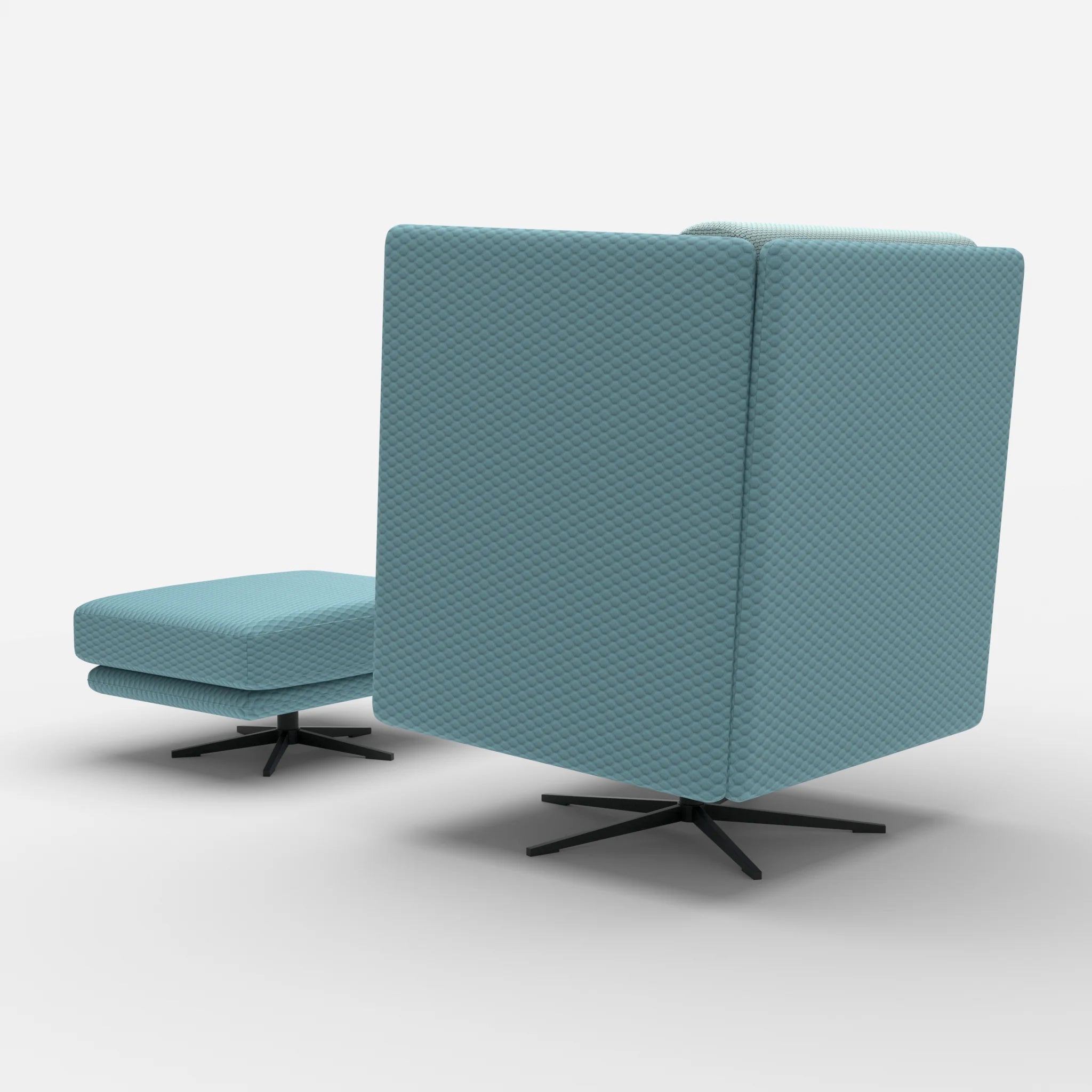 Loungesessel Egon Hohe Version mit Pouf spazio7004-nabucco6030 in Graublau und Hellblau von hinten