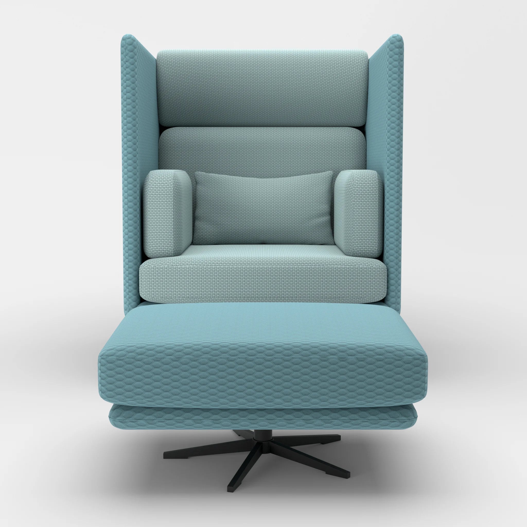 Loungesessel Egon Hohe Version mit Pouf spazio7004-nabucco6030 in Graublau und Hellblau von vorne
