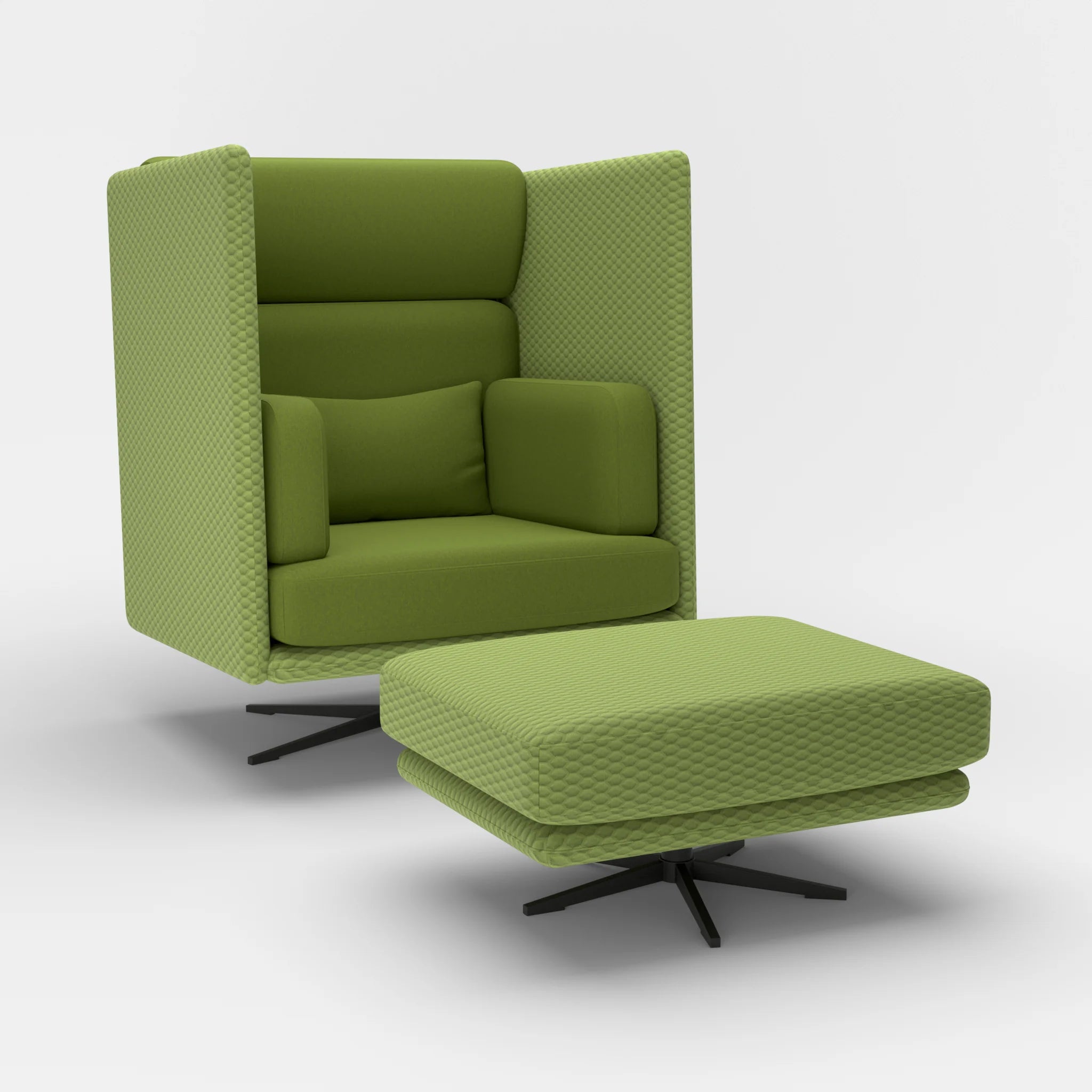Loungesessel Egon Hohe Version mit Pouf spazio7021-dama0059 in Hellgrün und Grün von der Seite