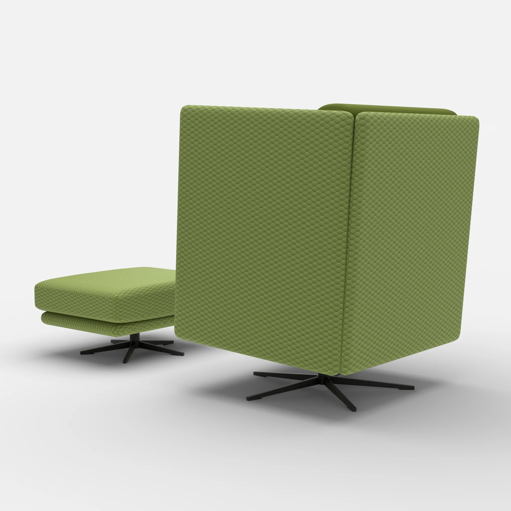 Loungesessel Egon Hohe Version mit Pouf spazio7021-dama0059 in Hellgrün und Grün von hinten