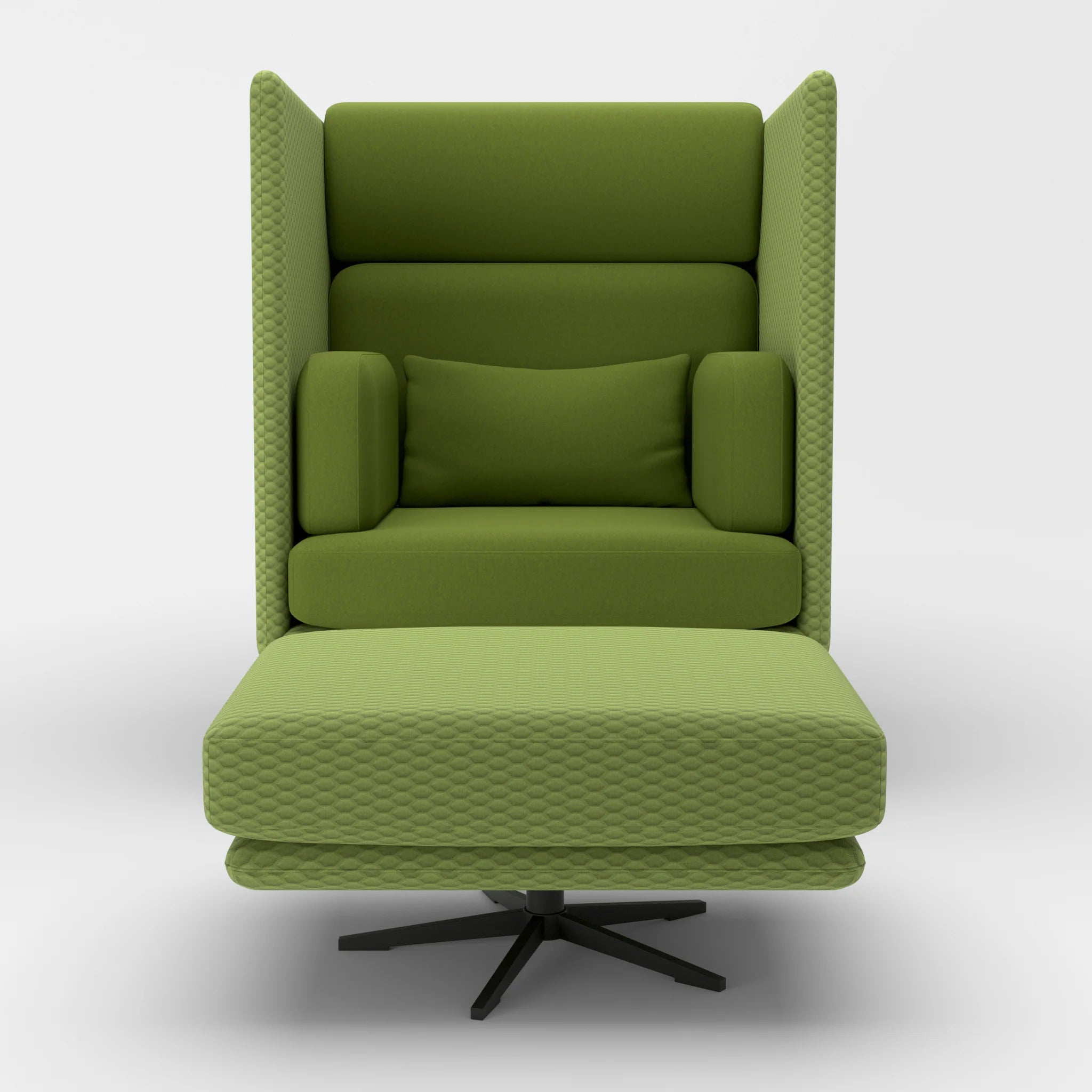 Loungesessel Egon Hohe Version mit Pouf spazio7021-dama0059 in Hellgrün und Grün von vorne