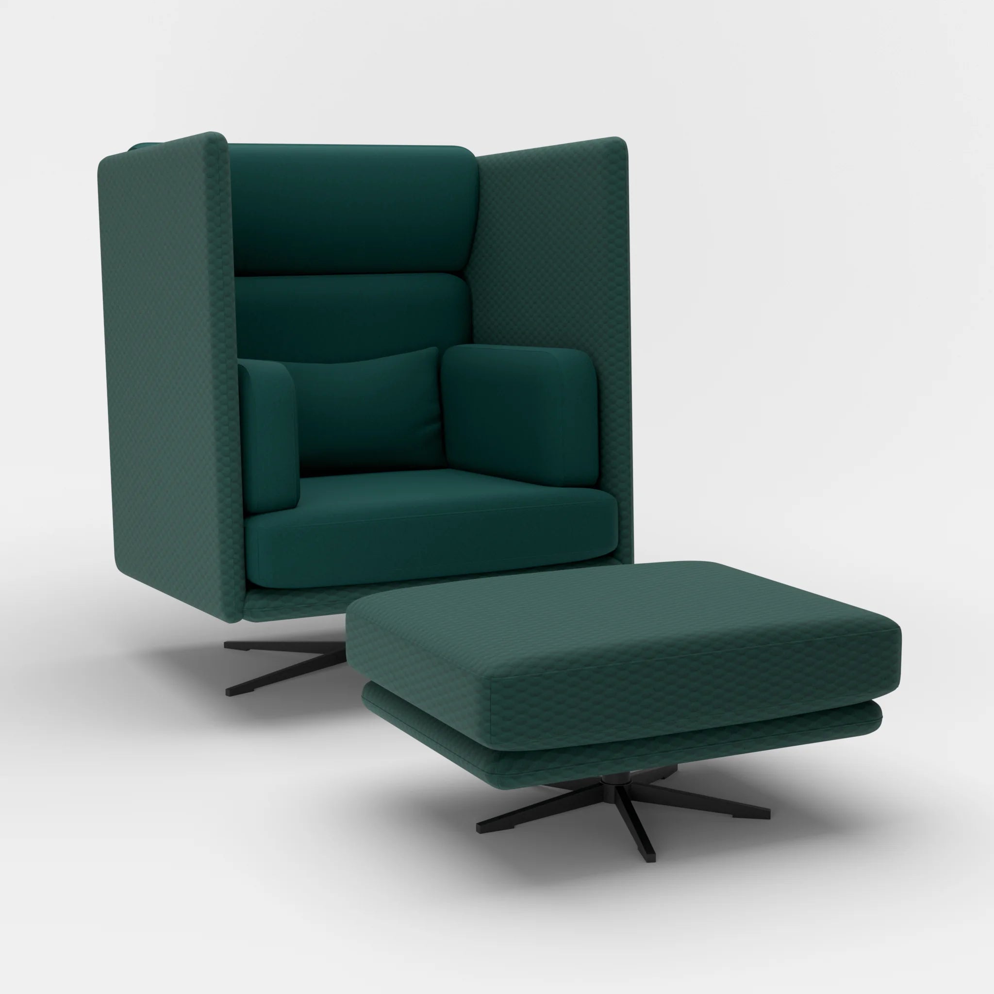 Loungesessel Egon Hohe Version mit Pouf spazio7033-dama0073 in Petrol und Petrol von der Seite