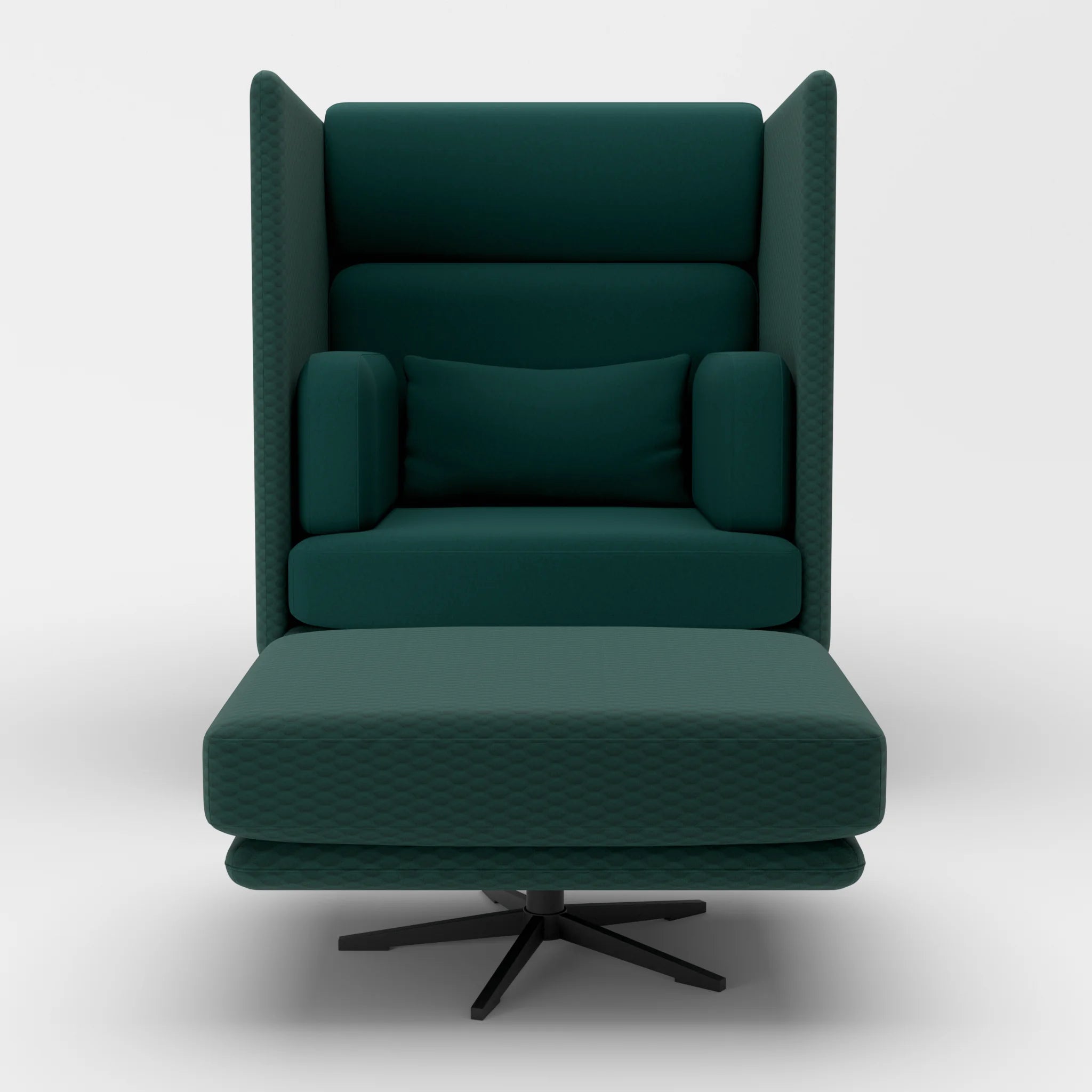 Loungesessel Egon Hohe Version mit Pouf spazio7033-dama0073 in Petrol und Petrol von vorne