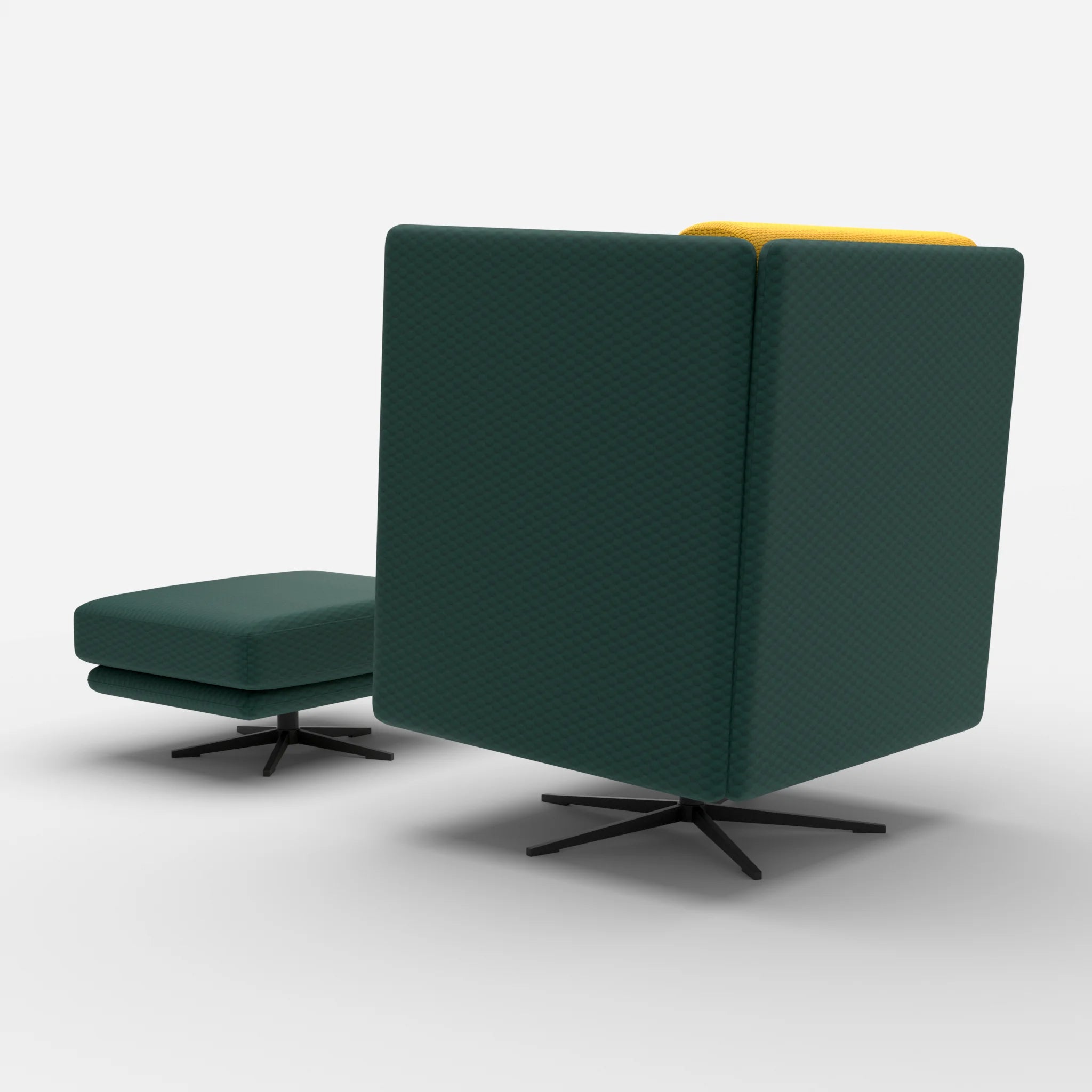 Loungesessel Egon Hohe Version mit Pouf spazio7033-nabucco3019 in Petrol und Curry von hinten