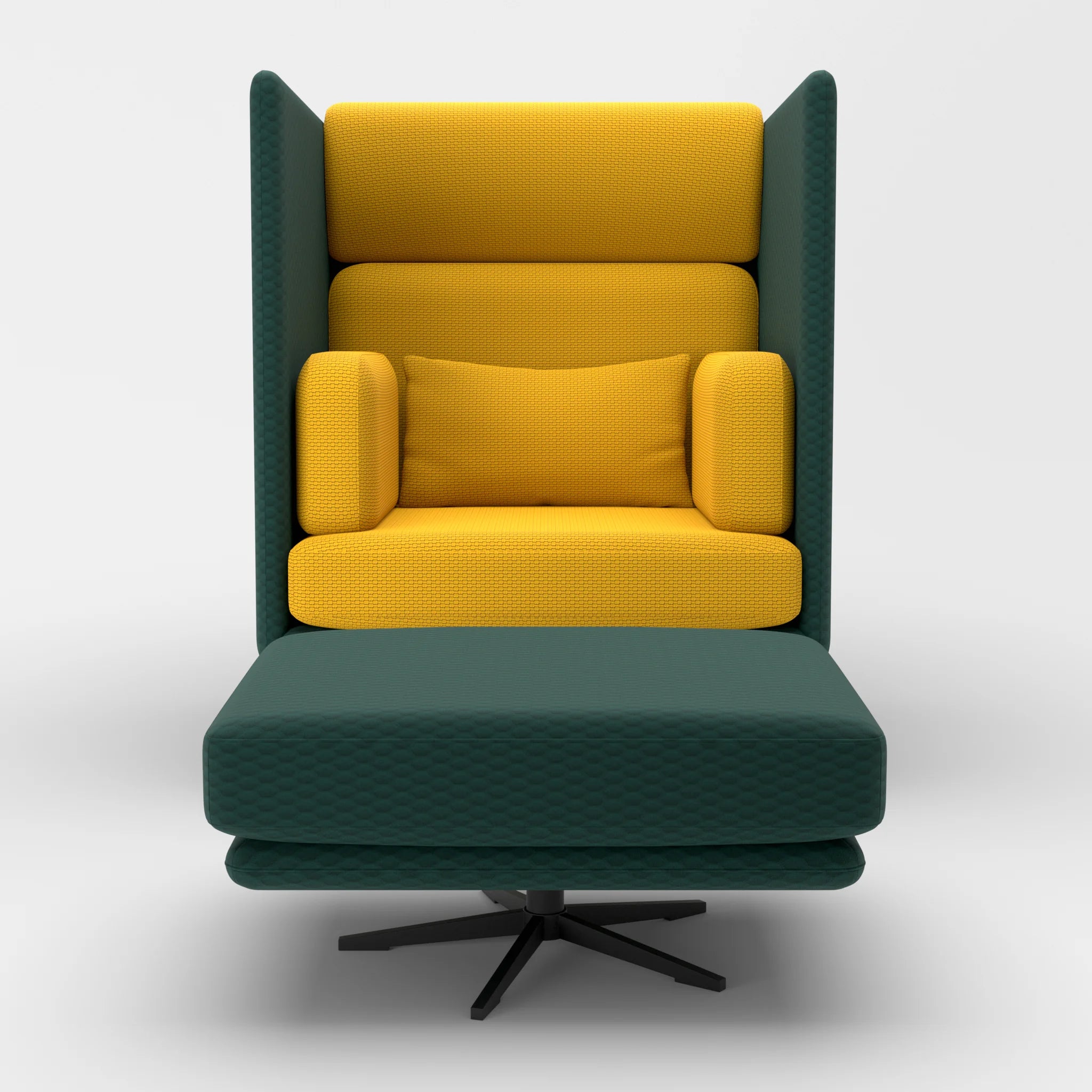 Loungesessel Egon Hohe Version mit Pouf spazio7033-nabucco3019 in Petrol und Curry von vorne