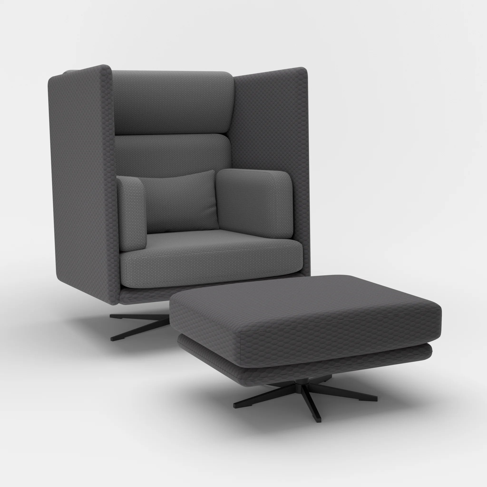 Loungesessel Egon Hohe Version mit Pouf spazio8017-nabucco8009 in Anthrazit und Dunkelgrau von der Seite
