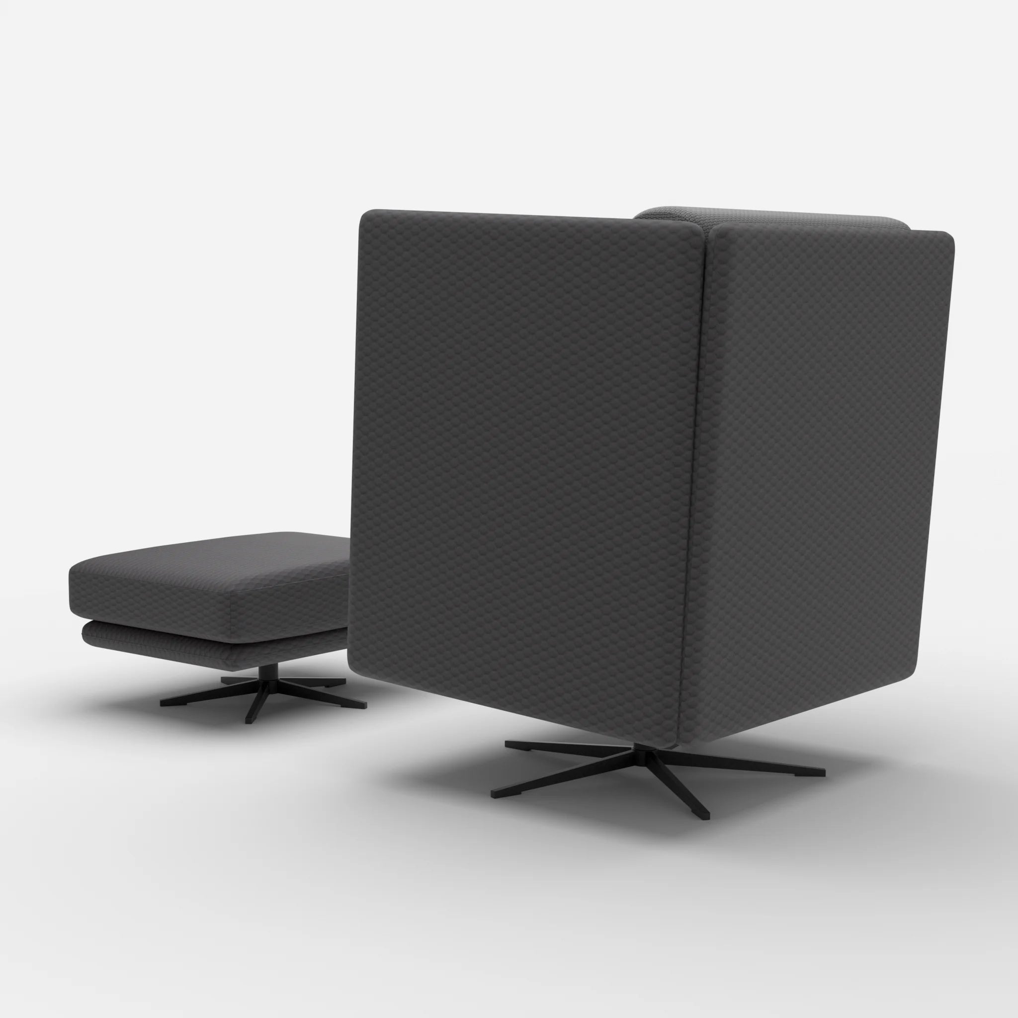 Loungesessel Egon Hohe Version mit Pouf spazio8017-nabucco8009 in Anthrazit und Dunkelgrau von hinten