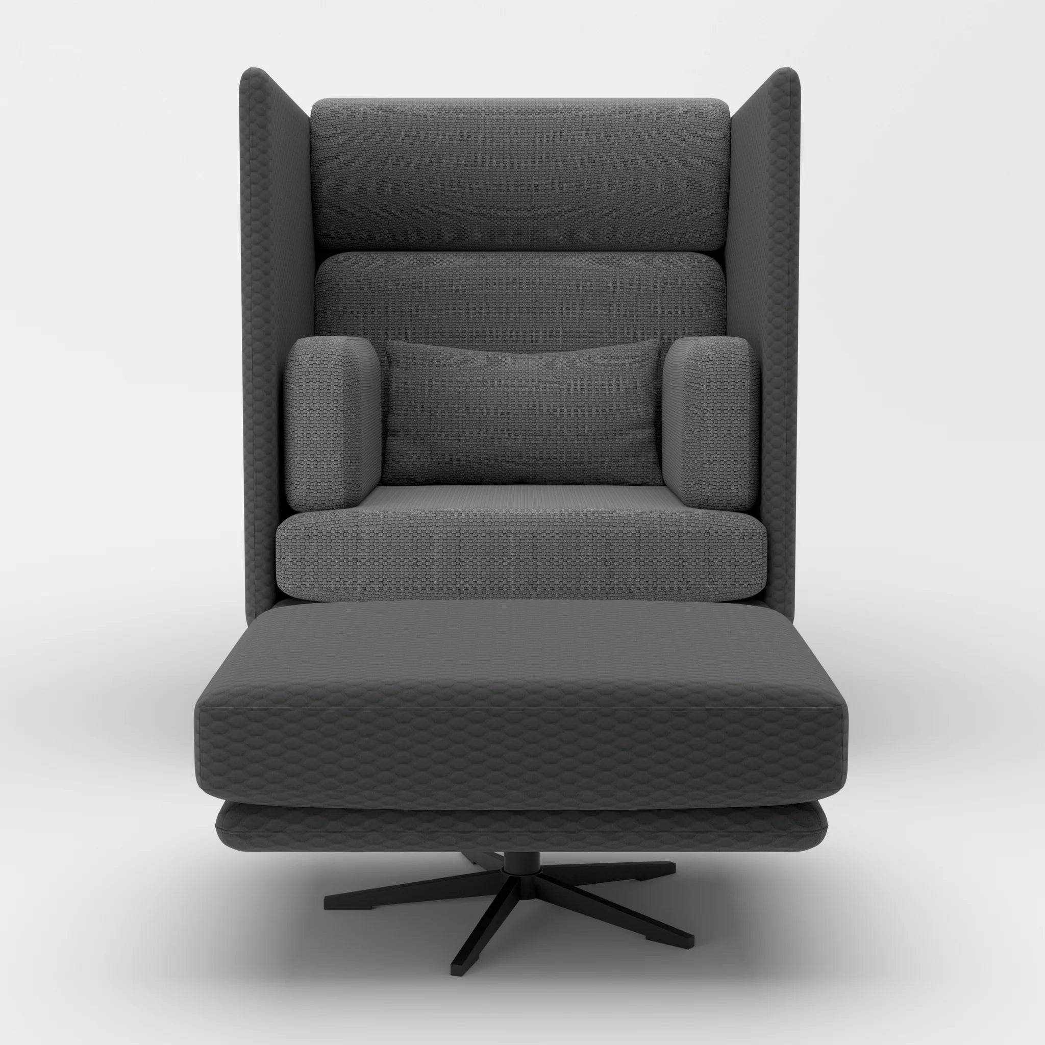 Loungesessel Egon Hohe Version mit Pouf spazio8017-nabucco8009 in Anthrazit und Dunkelgrau von vorne