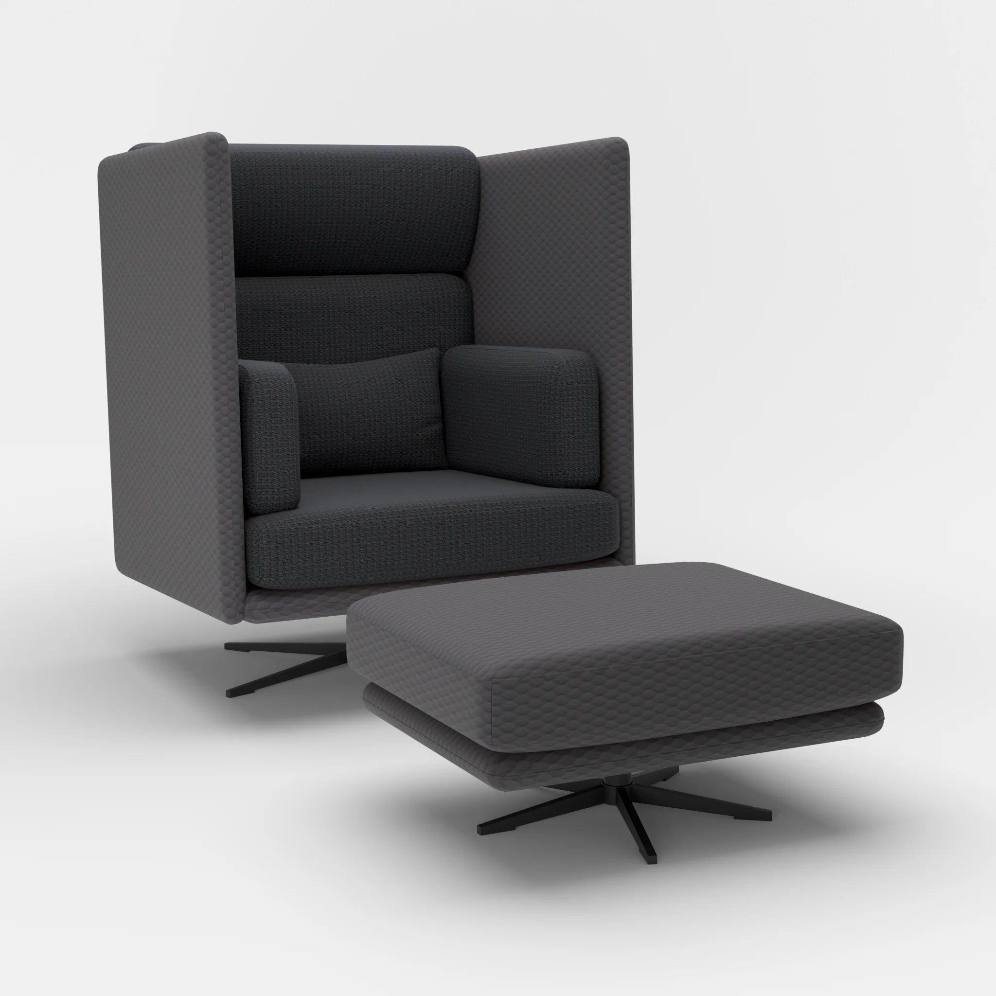 Loungesessel Egon Hohe Version mit Pouf spazio8017-nabucco8019 in Anthrazit und Anthrazit von der Seite