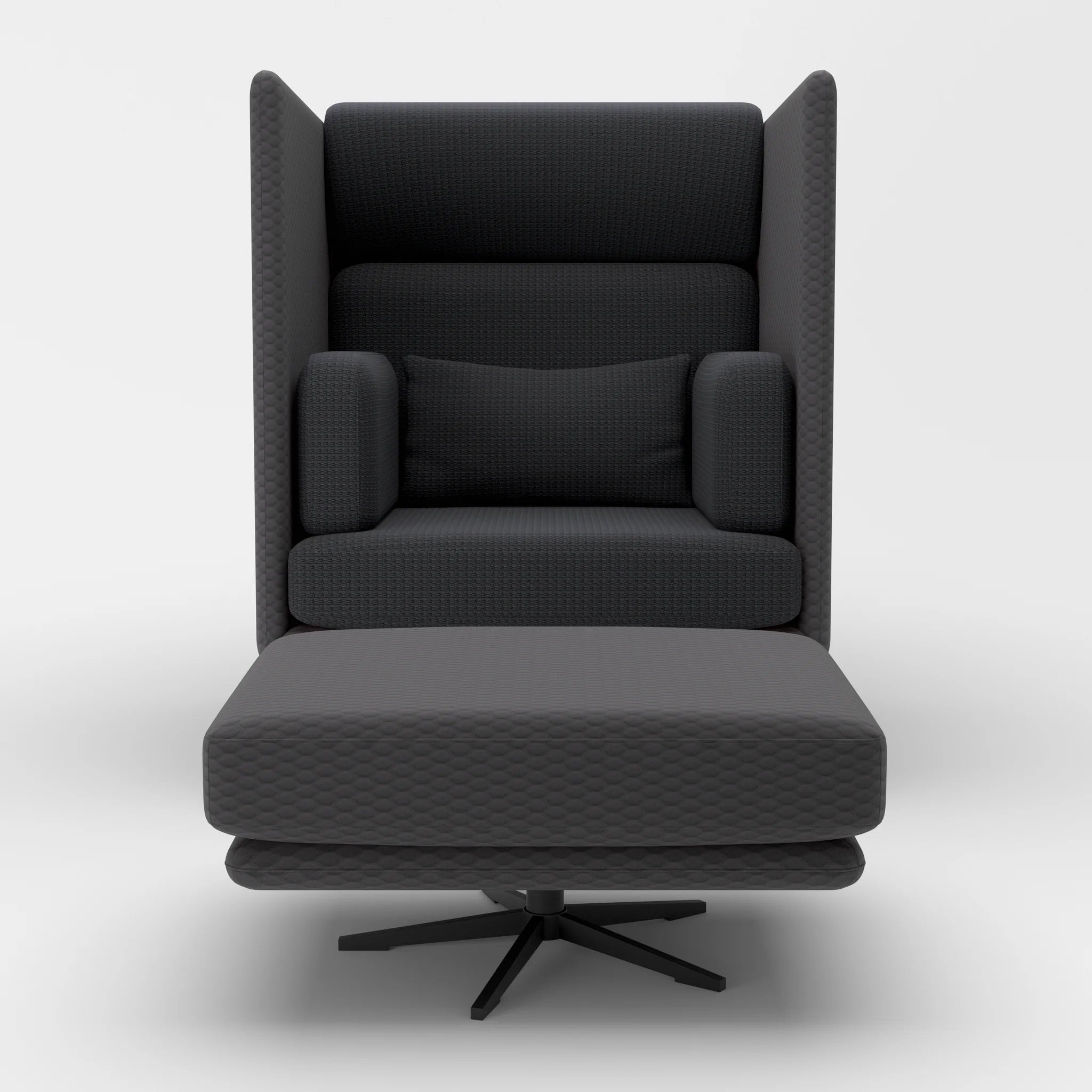 Loungesessel Egon Hohe Version mit Pouf spazio8017-nabucco8019 in Anthrazit und Anthrazit von vorne