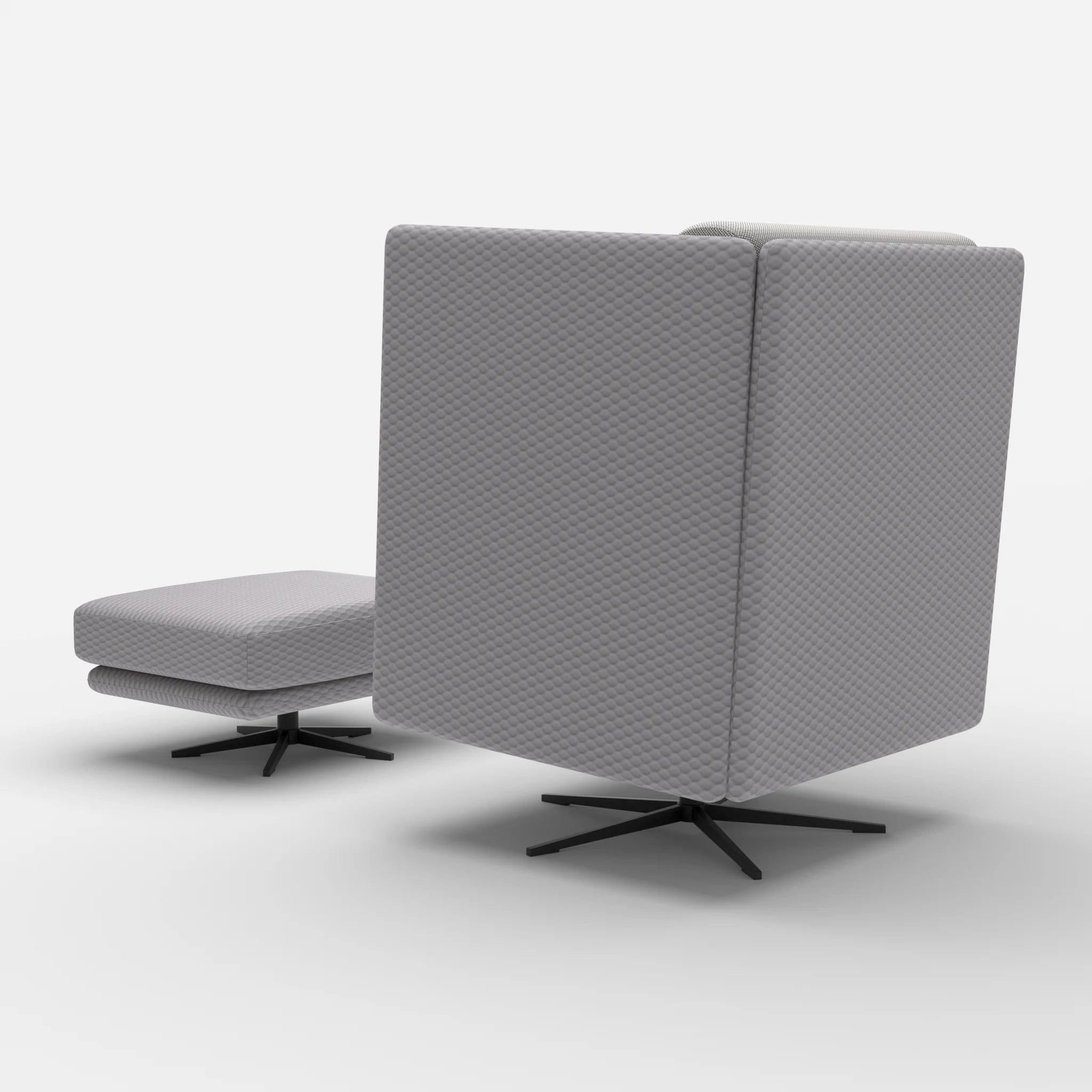 Loungesessel Egon Hohe Version mit Pouf spazio8032-credozinn in Hellgrau und Mittelgrau von hinten