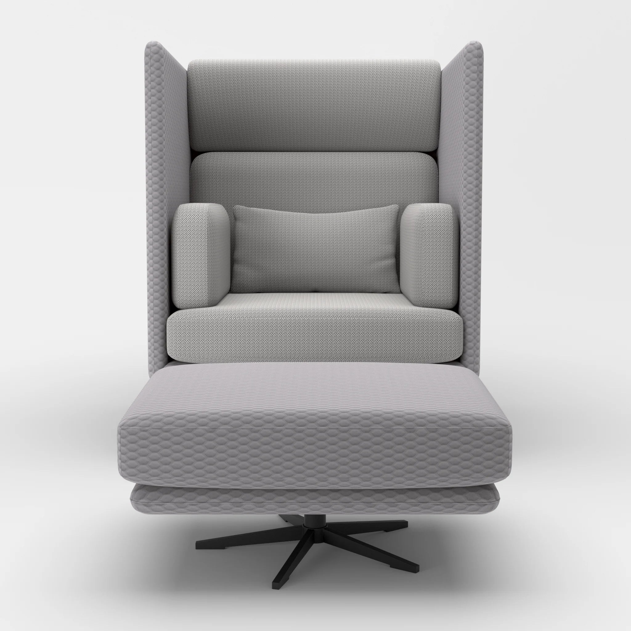 Loungesessel Egon Hohe Version mit Pouf spazio8032-credozinn in Hellgrau und Mittelgrau von vorne