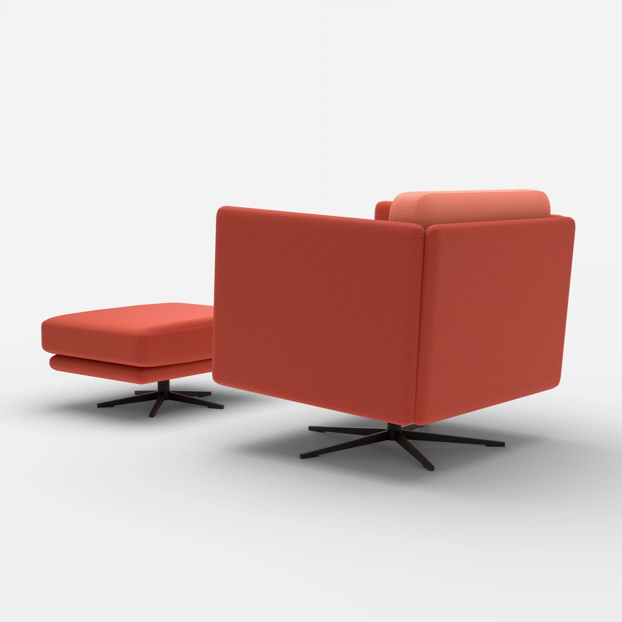 Loungesessel Egon mit Pouf credolampion-credograpefruit in Rot und Coral von hinten