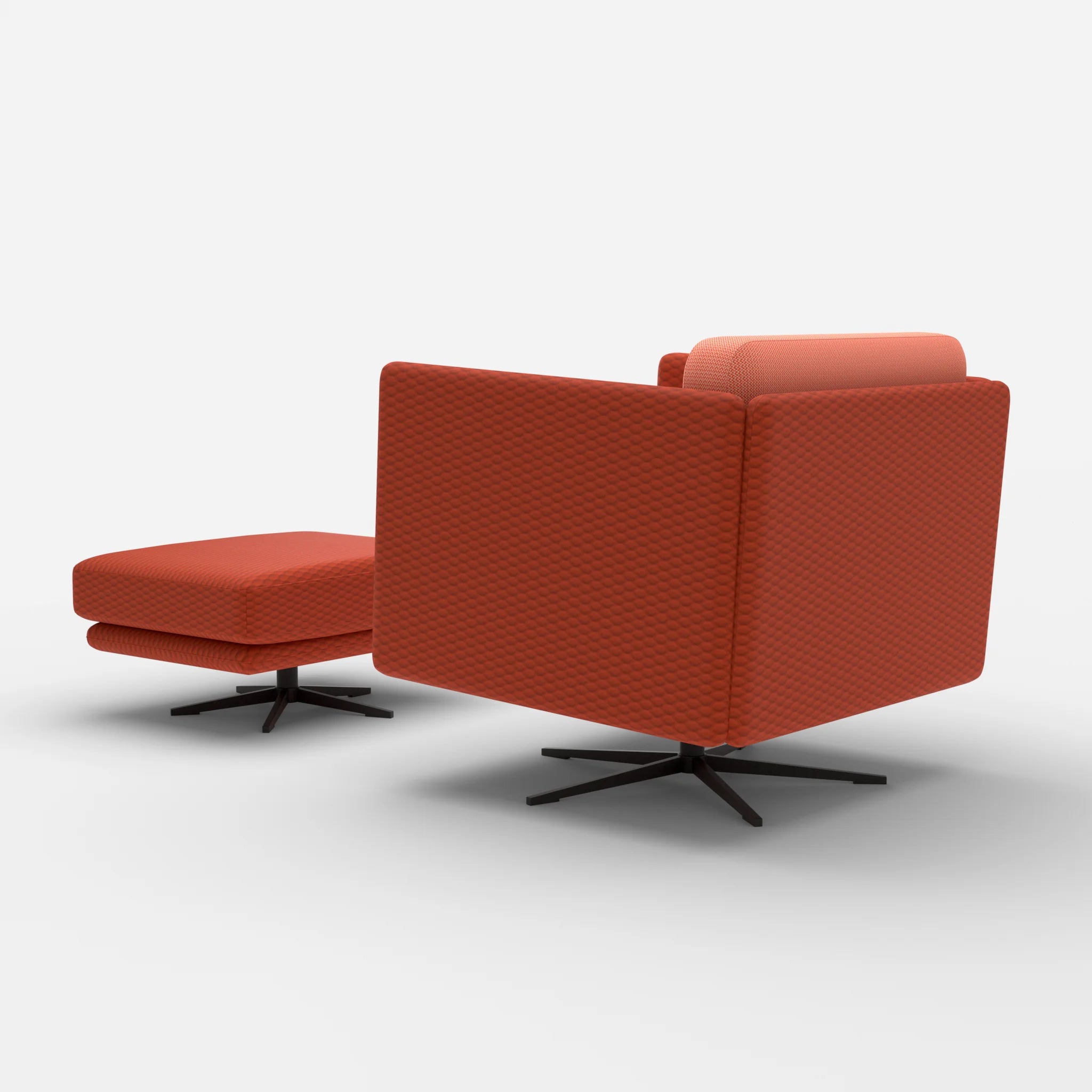 Loungesessel Egon mit Pouf spazio4066-credograpefruit in Orange und Coral von hinten