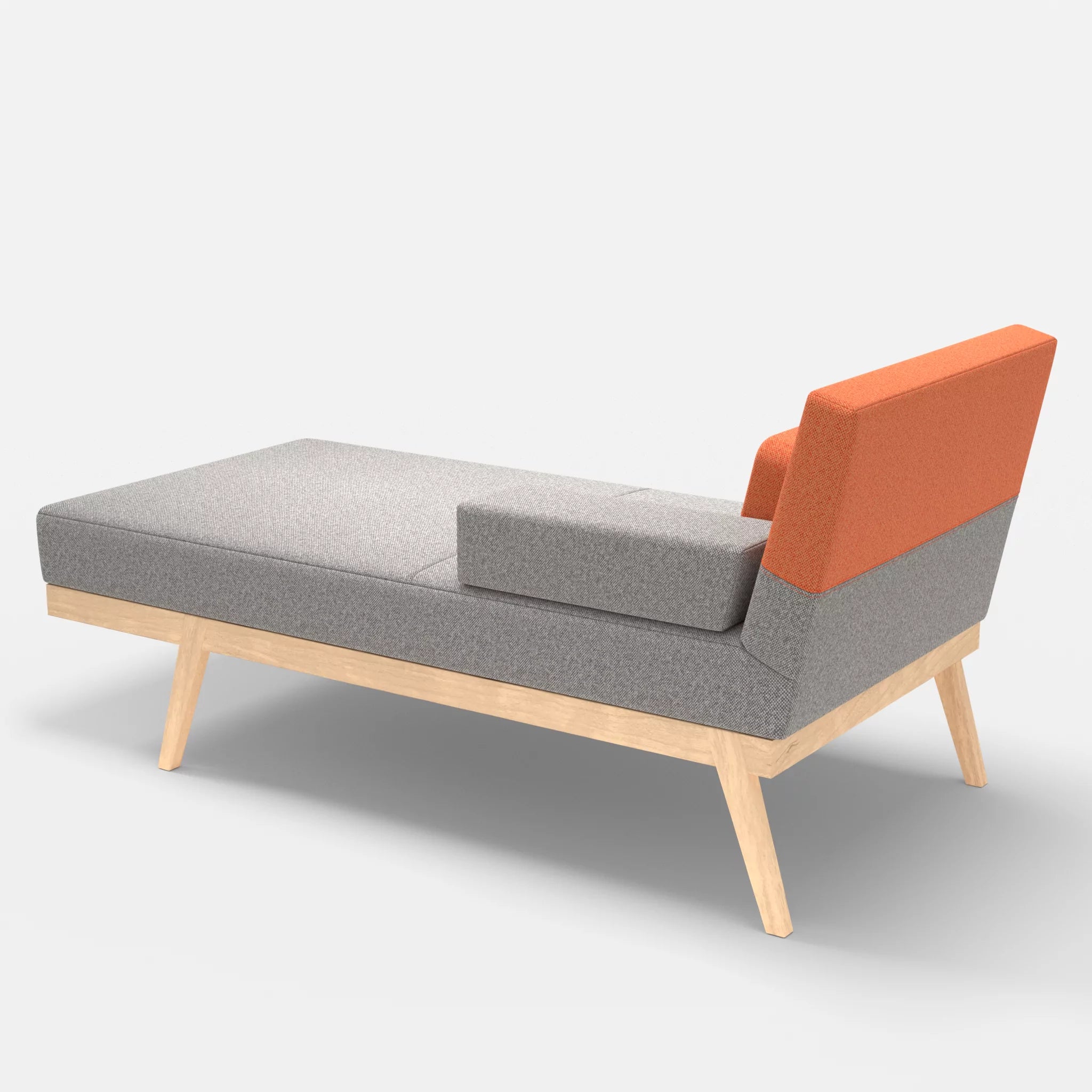 Récamiere Bauz celia0208-celia0215 in Mittelgrau und Orange von hinten