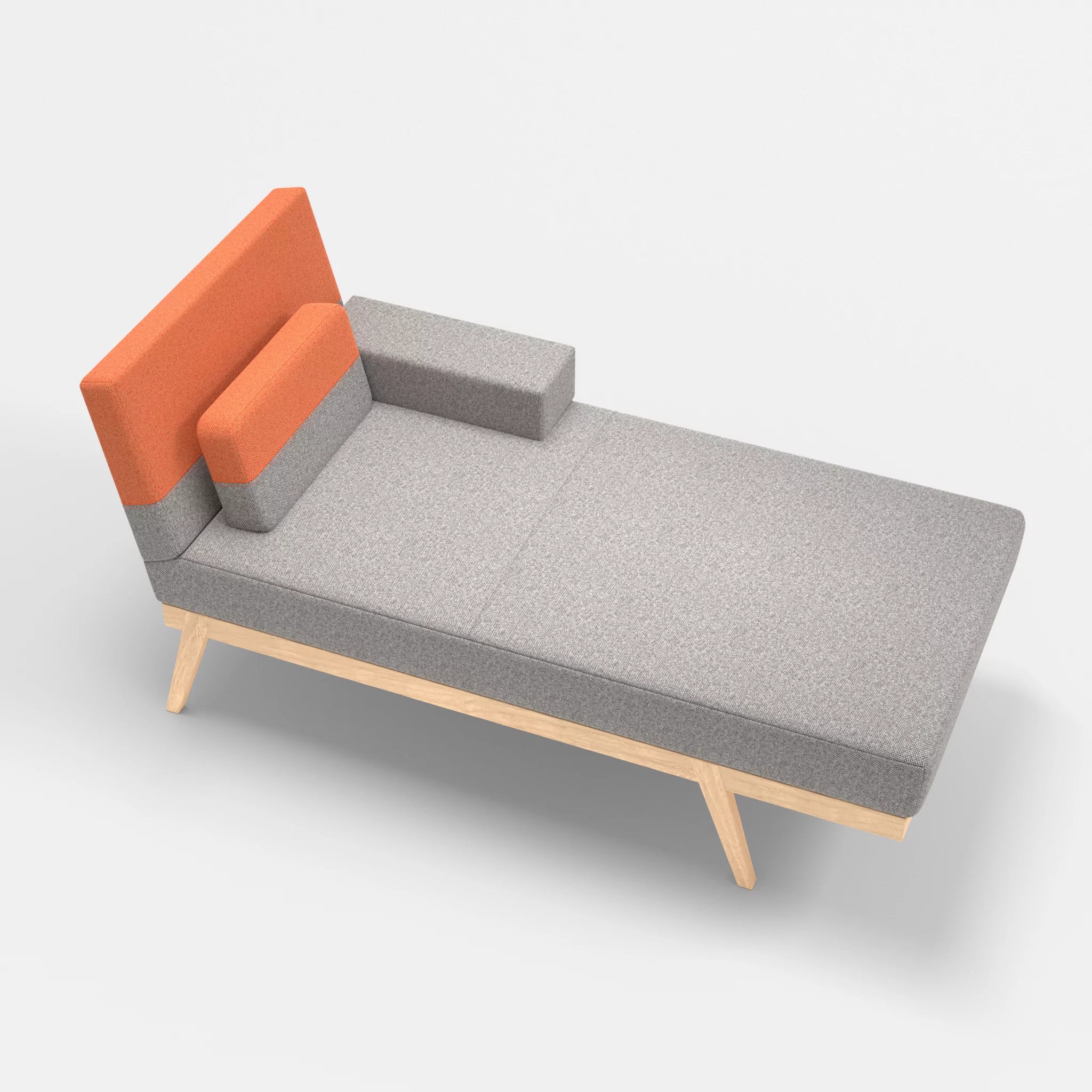 Récamiere Bauz celia0208-celia0215 in Mittelgrau und Orange von oben