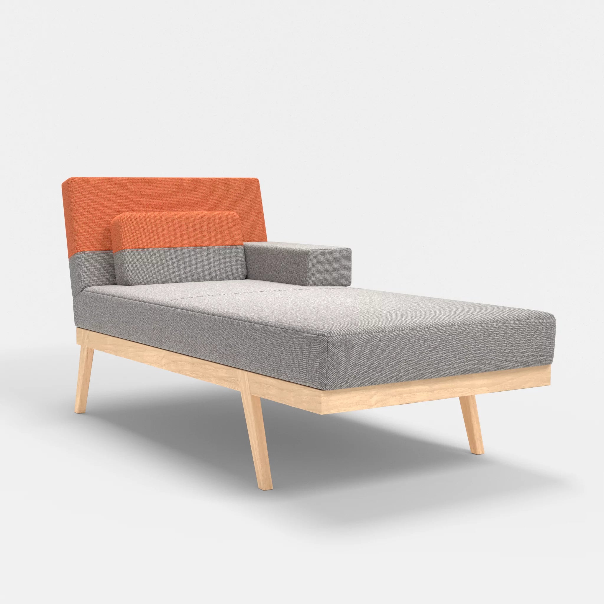 Récamiere Bauz celia0208-celia0215 in Mittelgrau und Orange von vorne