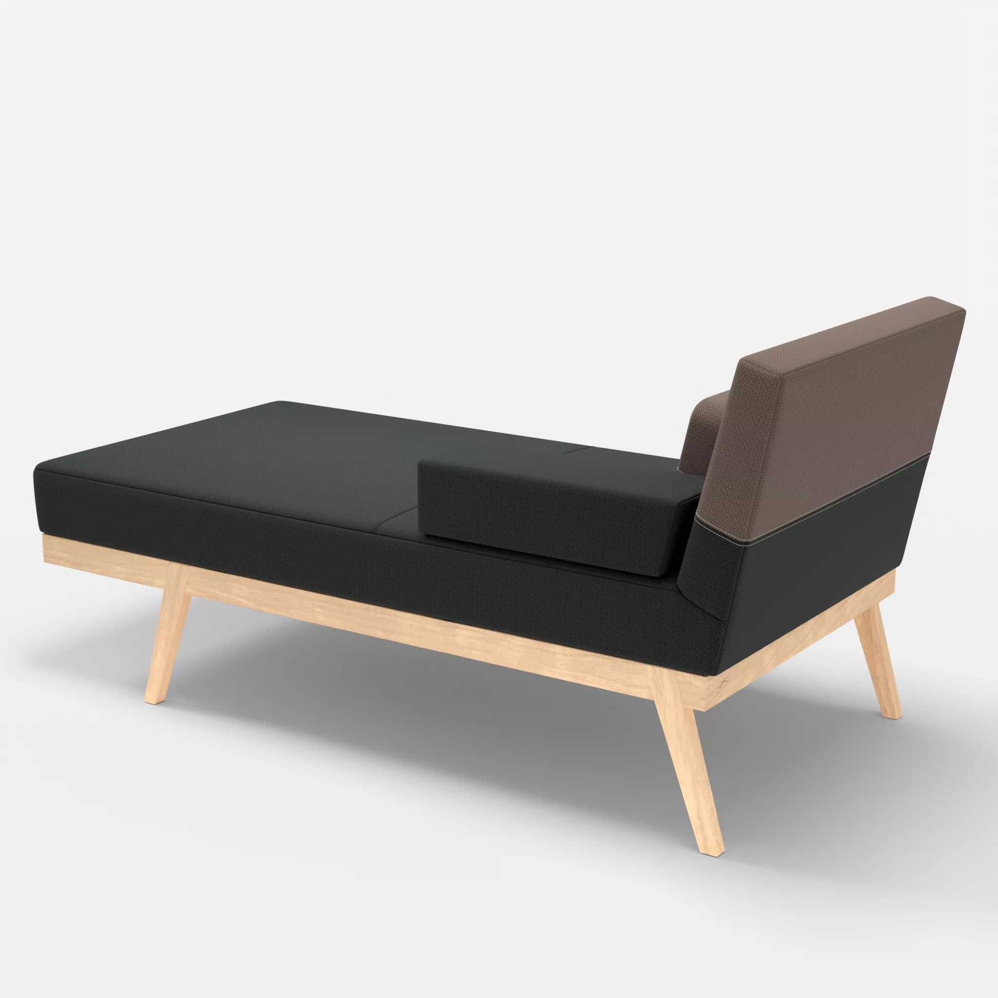 Récamiere Bauz credoblack-credowalnut in Schwarz und Dunkelgrau von hinten