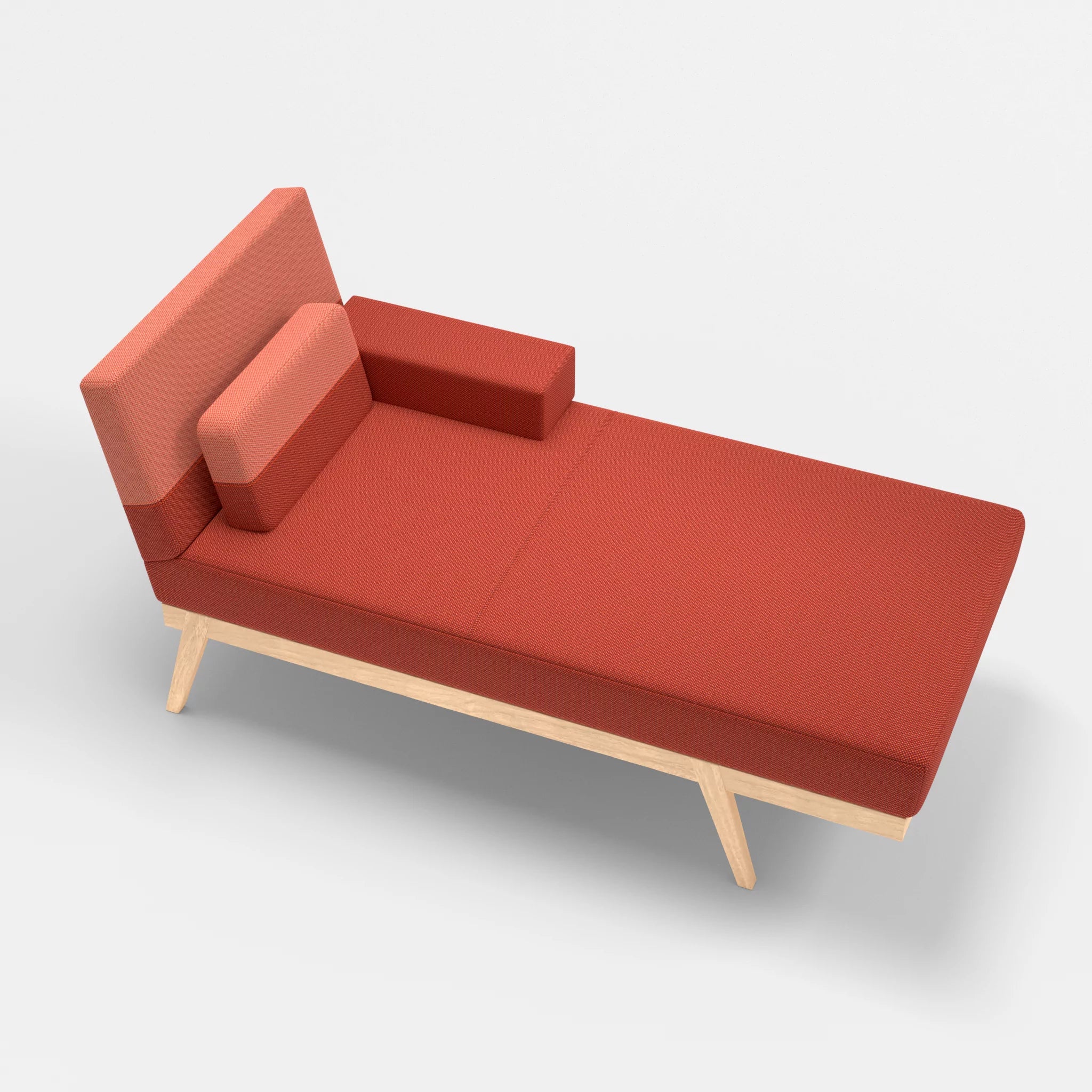 Récamiere Bauz credolampion-credograpefruit in Rot und Coral von oben