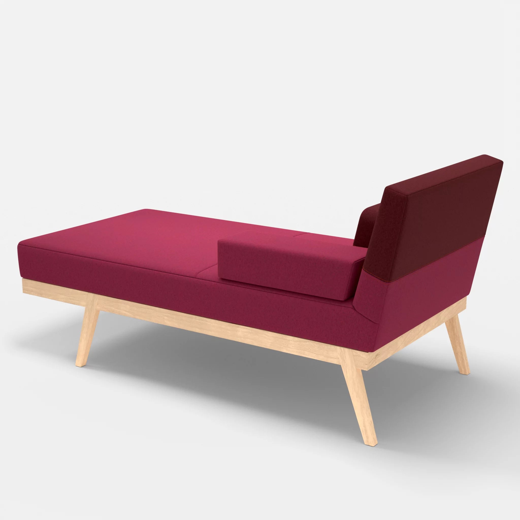 Récamiere Bauz dama0034-dama0050 in Bordeaux und Fuchsia von hinten