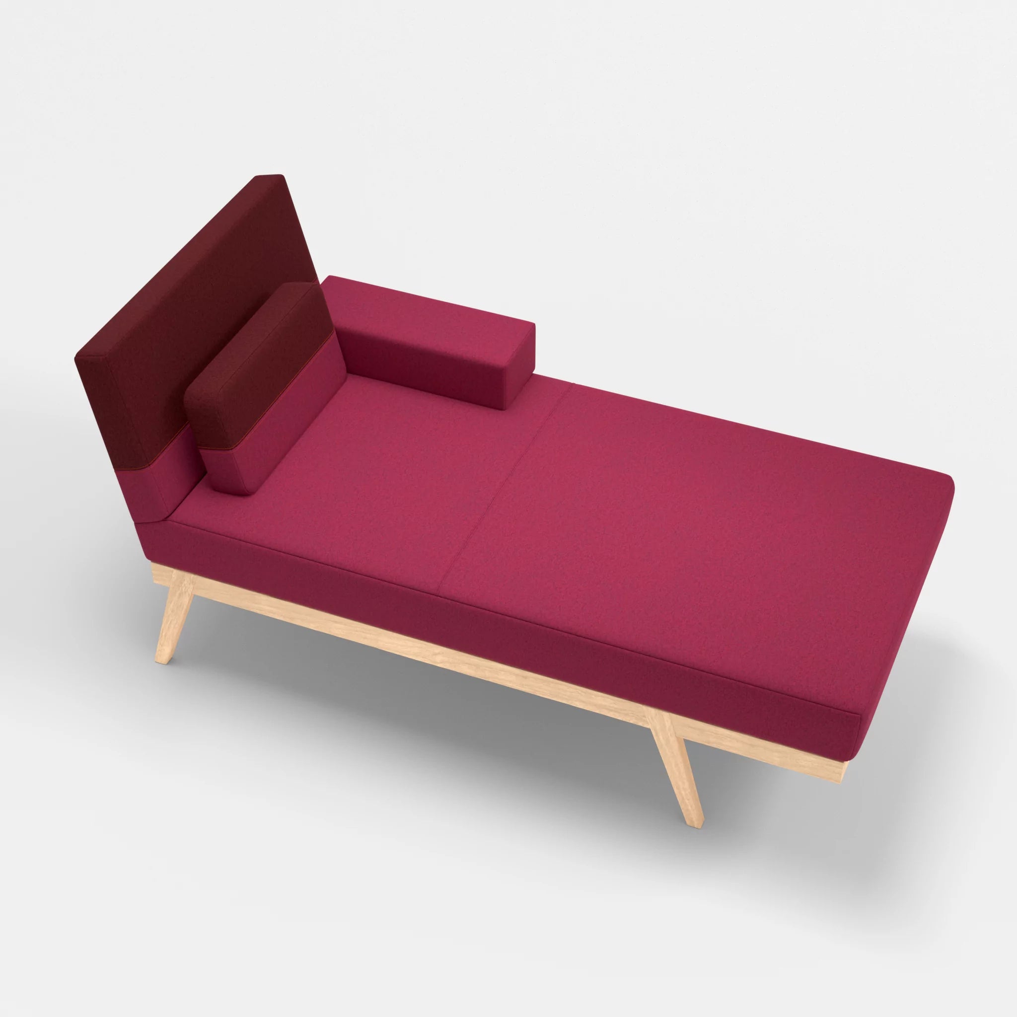 Récamiere Bauz dama0034-dama0050 in Bordeaux und Fuchsia von oben