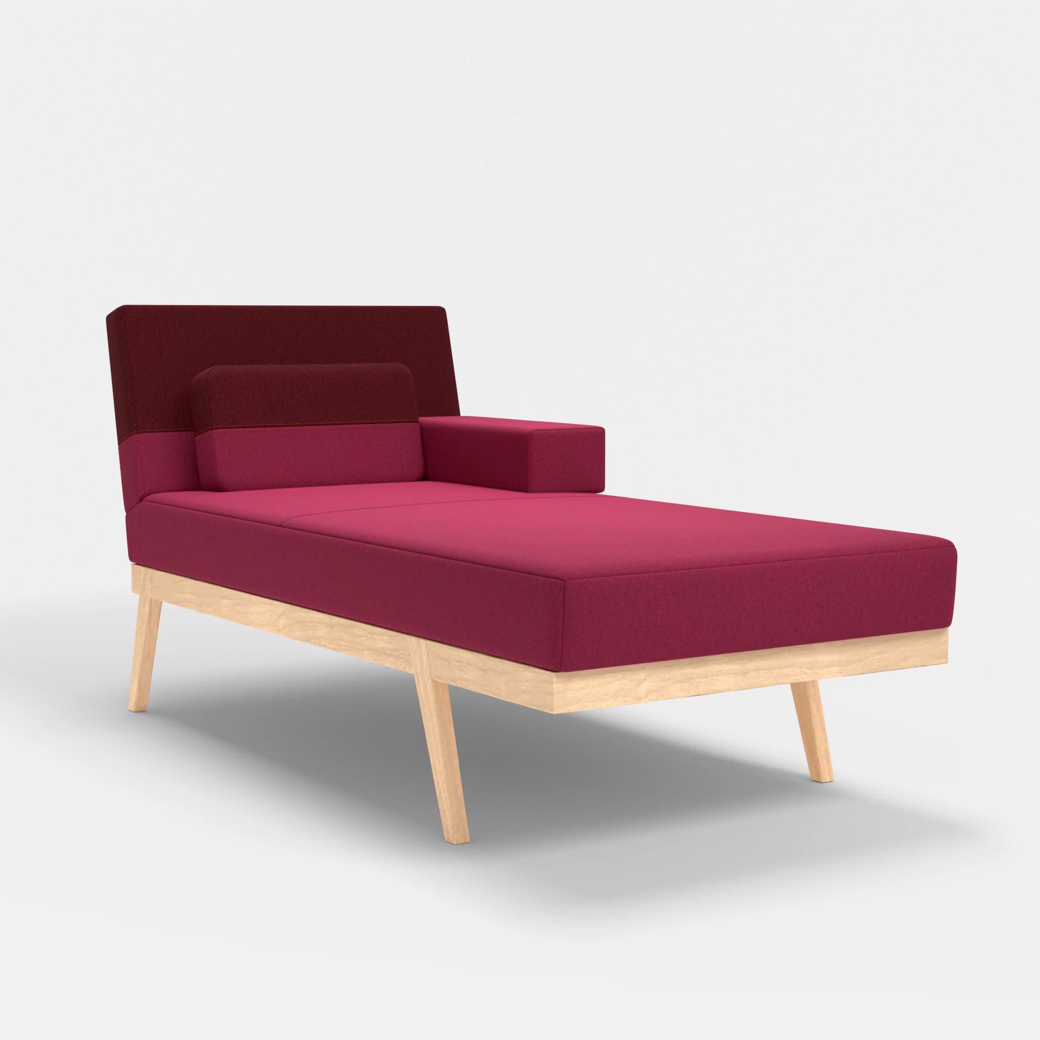 Récamiere Bauz dama0034-dama0050 in Bordeaux und Fuchsia von vorne