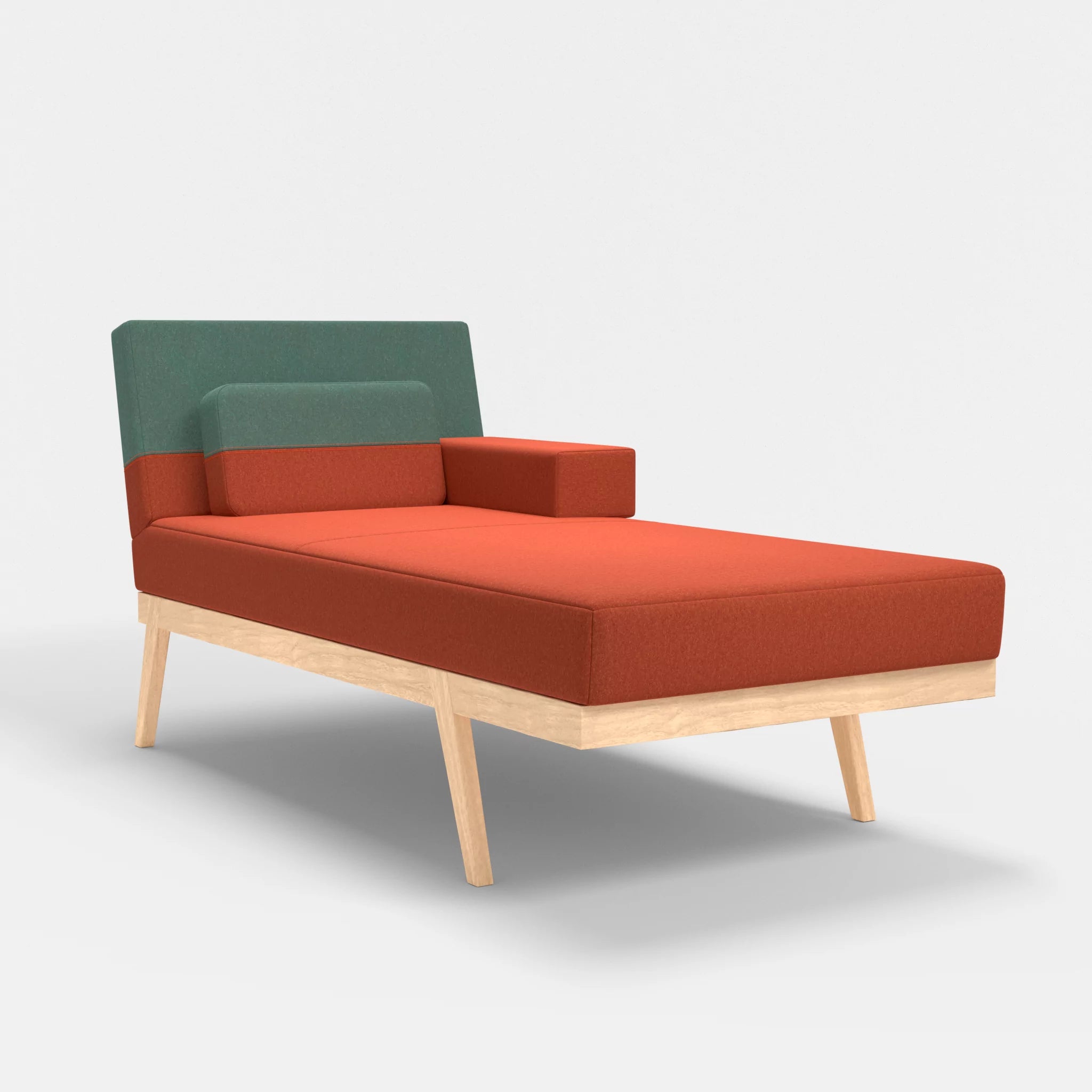 Récamiere Bauz dama0062-dama0045 in Orange und Türkis von vorne