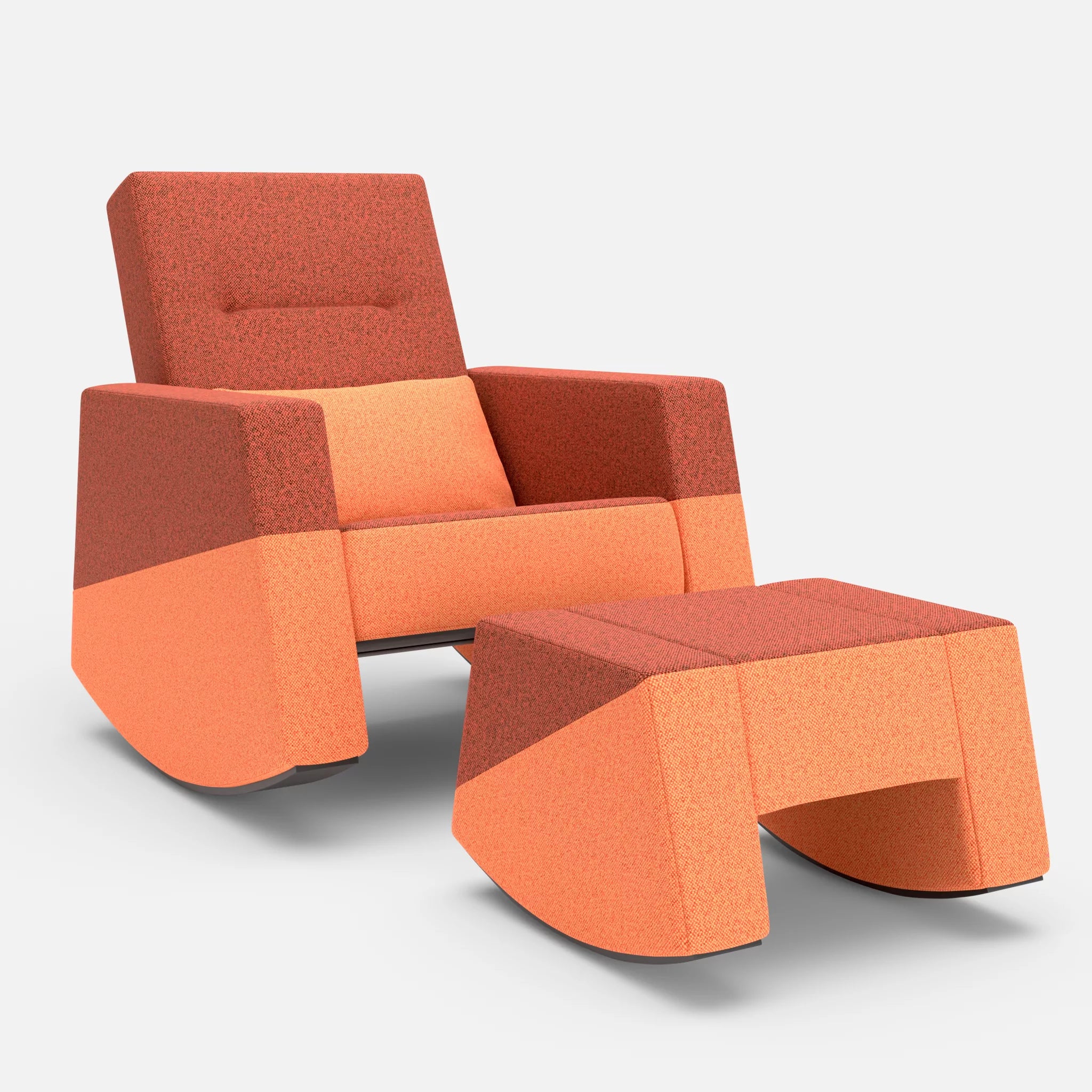 Schaukelsessel Softrocker mit Schaukelhocker celia0214-celia0215-celia0215 in Terracotta und Orange und Orange von vorne