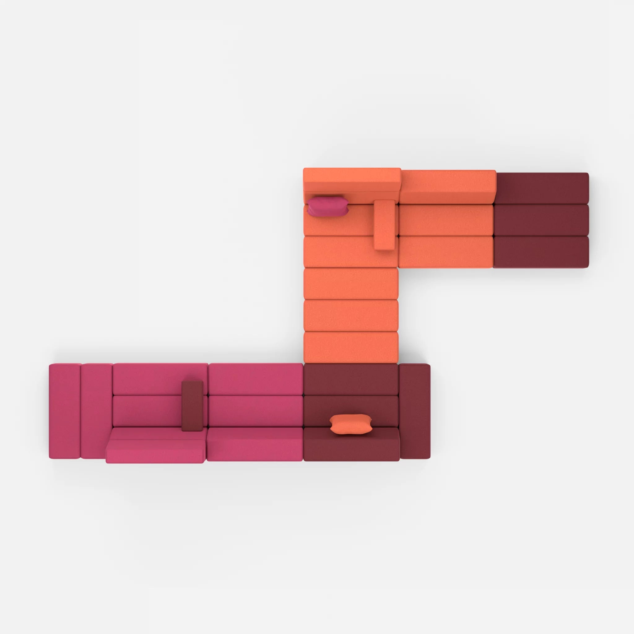 Sofalandschaft Bricks 1 dama0050-dama0062 in Fuchsia und Orange von oben
