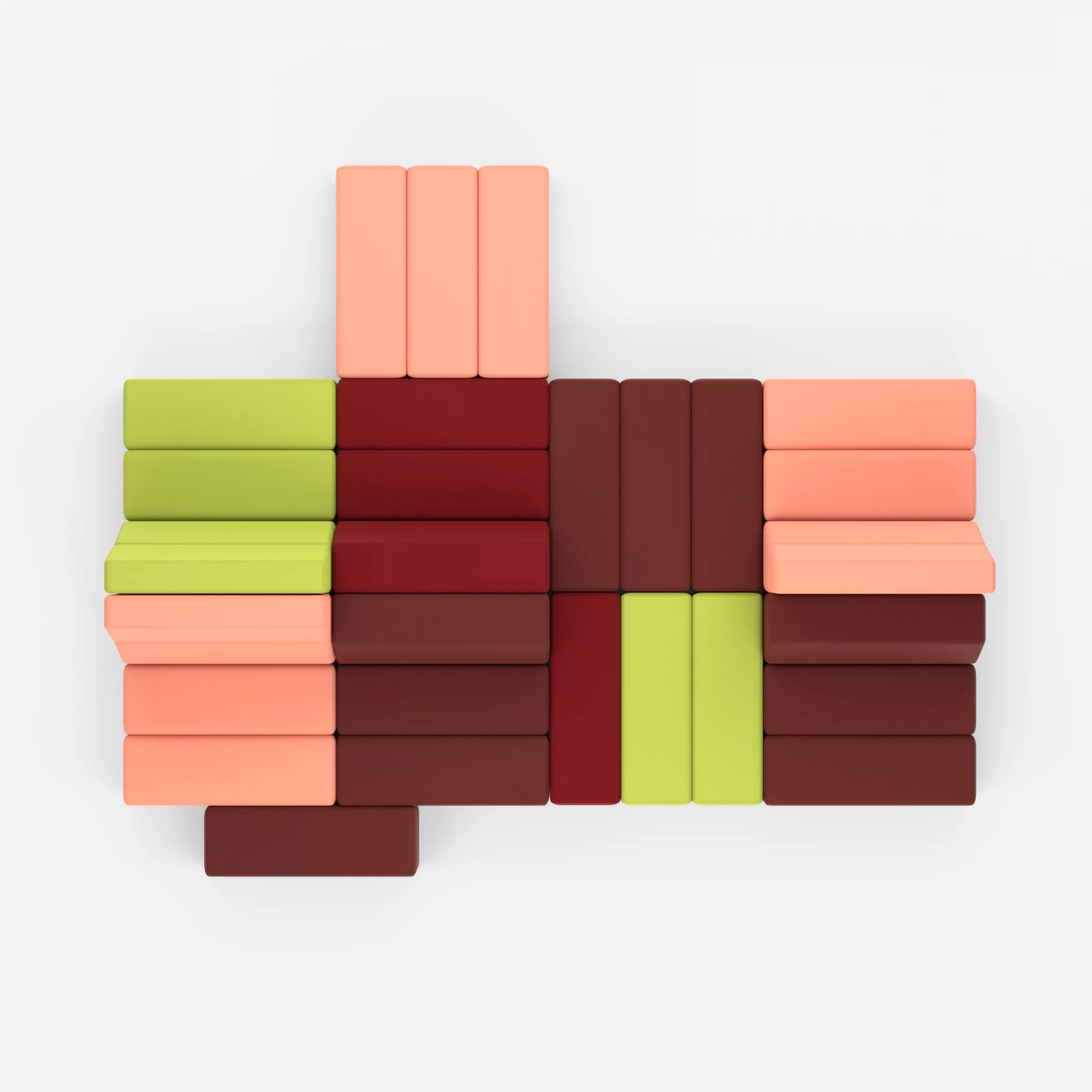 Sofalandschaft Bricks 7 radio4517-radio4046 in Dunkelrot und Coral von oben